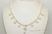 pn804 Hand knotted  white potato pearl cluster necklace decorate with 8-9mm rice pearl