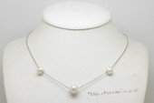 Pn806 Hand Made 925silver  Chain With White Potato  Pearl Necklace