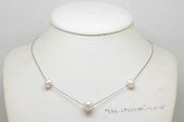 Pn806 Hand Made 925silver  Chain With White Potato  Pearl Necklace
