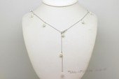 Pn807 freshwater round pearl with sterling silver chain necklace