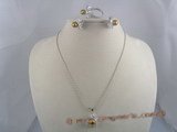 pnset030 cultured bread pearl neckalce,ring & earrings set with 18KGP mounting