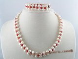 pnset046 handcrafted 7-8mm white potato pearl necklace bracelet set