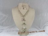 pnset048 fashionable 4-5mm pearl and crystal  necklace and earring set