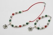 pnset073 7-8mm rice pearls alternater with gemstone necklace and bracelet set