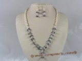 pnset089 Fanshion potato pearl with crystal beads wedding jewelry set
