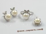 pnset093 925silver pearl jewelry set combine with apple design mountings