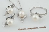 pnset095 925 silver & cultured bread pearl jewelry set wholesale