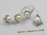 pnset096 925 silver pendant,earrings and rings with freshwater pearl