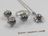 pnset101 bread pearl pendant earring and rings set with sterling mountting