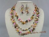 pnset114 Fanshion multi-color nugget and potato pearl necklace earrings set