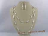 pnset125 Hand wrapped white biwa pearl rope necklace earrings set