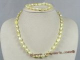 pnset130 8-9mm yellow  nugget pearl single necklace jewelry set
