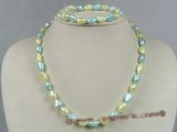 pnset134 blue mix yellow nugget pearl necklace bracelet set