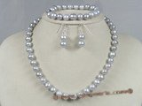 pnset135 7.5-8.5mm grey potato shape pearls jewelry set