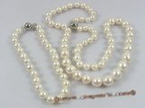pnset162 Gradual of size white off round freshwater pearl necklace bracelet jewelry set