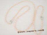 pnset198 wholesale small rice seed pearl necklace and bracelet set in pink