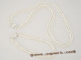 pnset206 Triple strands white rice seed pearl necklace and bracelet set wholesale