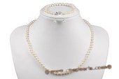 Pnset229 hand-knotted 5-6mm white freshwater potato pearl necklace set on sale