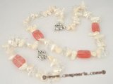 pnset254 wholesale fashion white blister pearl&gemstone necklace jewelry set