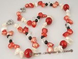 pnset256 Fashion blister pearl&red coral necklace jewelry set