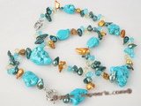 pnset259 Fashion multicolor blister pearl and turquoise necklace&bracelet jewerly set