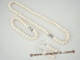 pnset261 charming 7-8mm freshwater potato pearl necklace set at wholesale price