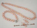 pnset265 Elegance 6-7mm bread pearl necklace and bracelet set on sale,6-7mm