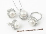 Pnset312 Premium quality sterling silver 10-10.5mm  bread pearl jewelry set on sale