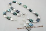 pnset335 Simply square abalone and coin pearl jewlery set in wholesale