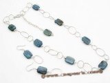 pnset349 Smart Sterling silver gemstone necklace earrings set for Xmas