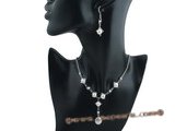 pnset354 Sterling silver Star pattern bread pearl CZ jewelry set for Xmas's  day