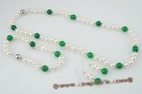 Pnset410 Elegant potato pearl and green jade jewelry set for 2009 spring