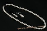 Pnset422 Enticing hand-knotted 6-7mm white potato pearl jewelry set