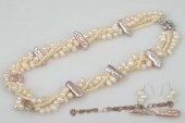 Pnset487 Hand-knotted Freshwater Pearl Twisted Necklace