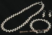 pnset504 Beautiful 6-7mm Ivory Cultured Bread Pearl Jewelry Set