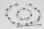 pnset514 Hand Crafted White& Black Potato pearl Designer Necklace