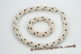 pnset550 fashion 4-5mm freshwater potato pearl necklace & bracelet set