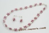pnset551 Bouquet Design Freshwater Pearl Princess Necklace & Earring Set