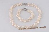 pnset569 Hand made Freshwater pearl twisted costume necklace