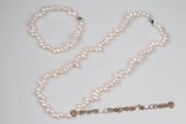 pnset579 Hand Knotted 4-5mm White Seed Pearl Princess Necklace