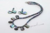 Pnset601 Unusual Design Potato Pearl and Abalone Shell Necklace Jewelry