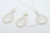 Pnset604 Elegance Sterling Silver Cultured Pearl Neckalce& Earrings set