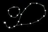 Pnset612 Hand Wrapped Potato Pearl and Alloy Spacer Bead Y style Necklace Jewelry Set