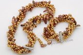 pnset629 Stylist Coffee Freshwater pearl Summer Twisted Necklace