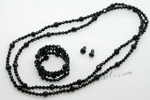 pnset630 Fantastic Faceted Black Agate Party Rope Necklace