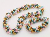 pnset634 Hot Selling Mix-color Dancing pearl twisted costume necklace