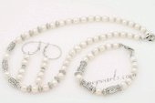 Pnset636 Casual Design Cultured Freshwater Pearl Necklace Jewelry Set