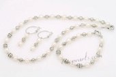 Pnset637 Lovely Freshwater Potato Pearl Bail style Necklace Jewelry Set