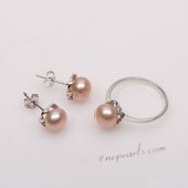 Pnset638 Beautiful Cultured Bread Pearl Sterling Silver Ring & Earrings Set
