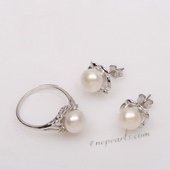 Pnset639 Sterling Silver Cultured Freshwater Pearl Ring and Earrings Set